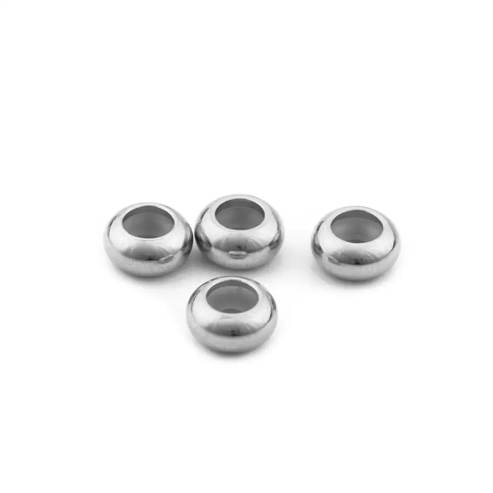 10pcs Stainless Steel Beads 6 8 10mm Stopper Spacer with Silicone Rubber fit Slider Bracelet DIY Jewelry Making Findings | Украшения и