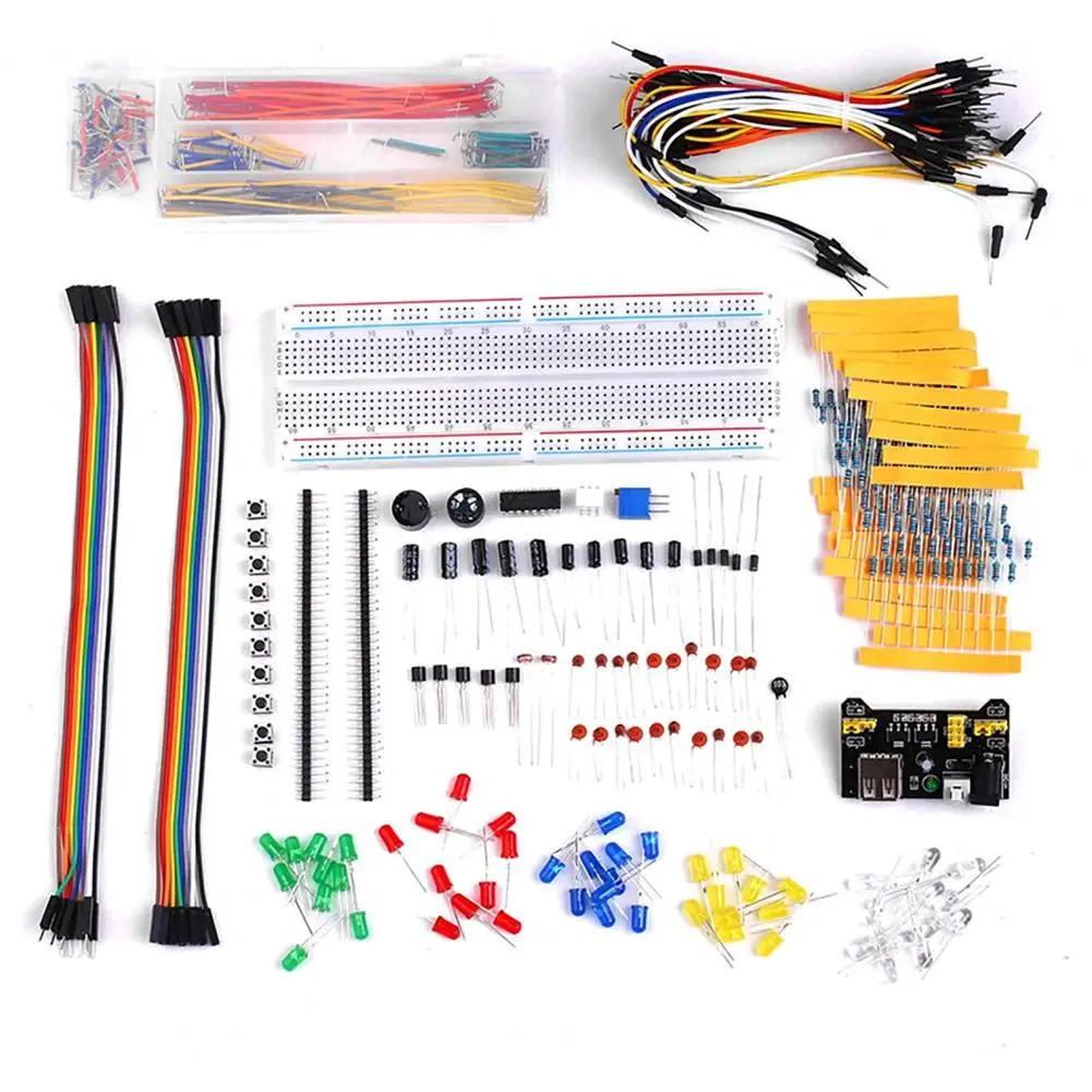 

374Pcs Electronics Component Compatible With MEGA2560 Safe to Use 830 Tie-points Breadboard Assorted Electronic Component Group