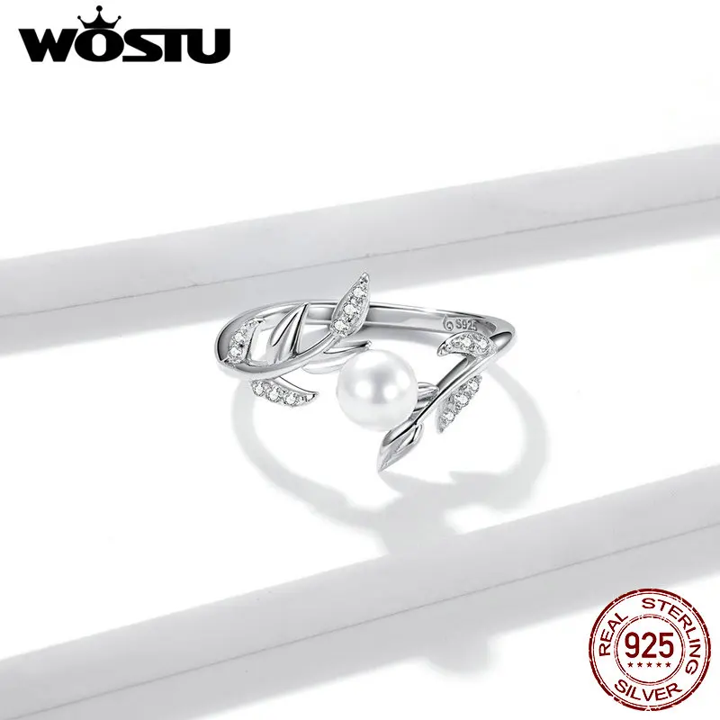 WOSTU 100% 925 Серебряное кольцо сверкающие цирконы пшеницы дизайн оригинальные