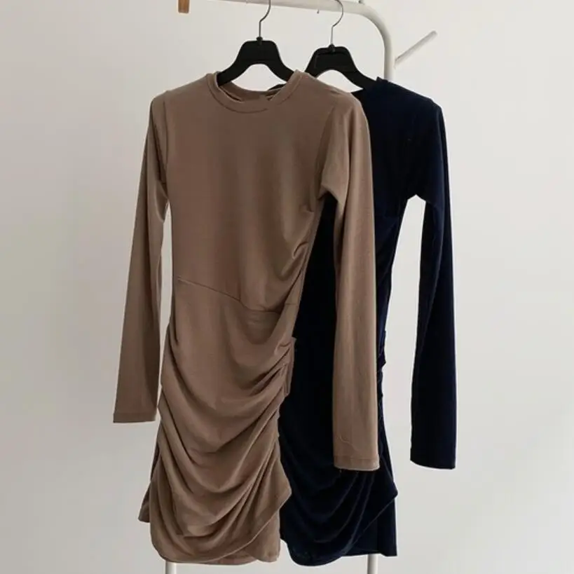 

2020 Spring Autumn Elastic Solid Color Ladies Bodycon Dress Women Dress Female Long Sleeve Slim Sexy Party Dress Vestidos JW9812
