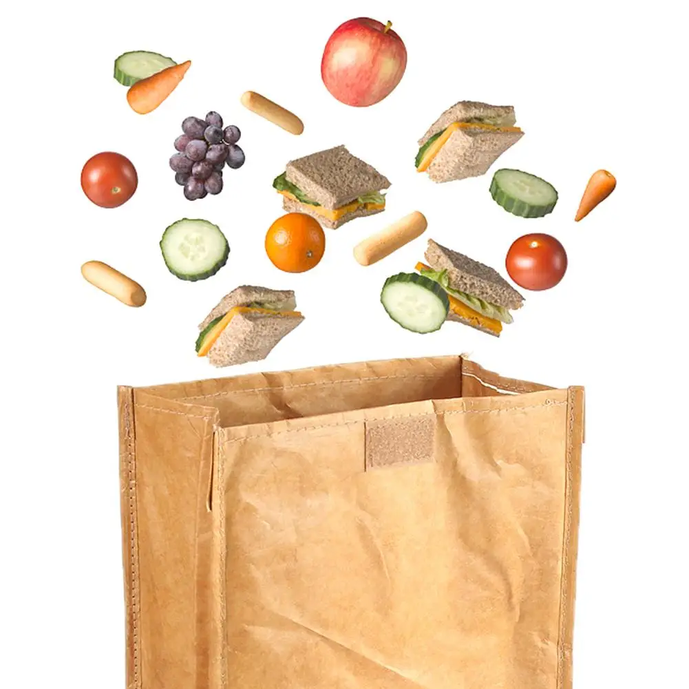 Коричневая бумажная сумка для ланча многоразовая коробка прочный изолированный