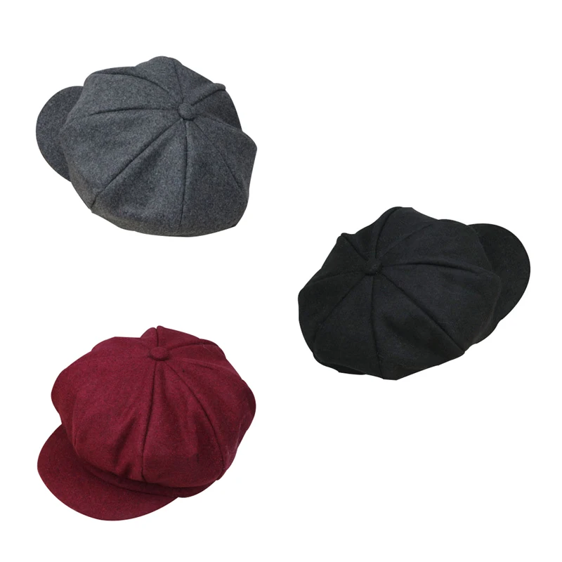 Милая шерстяная детская шапка восьмиугольная регулируемая в стиле ретро для