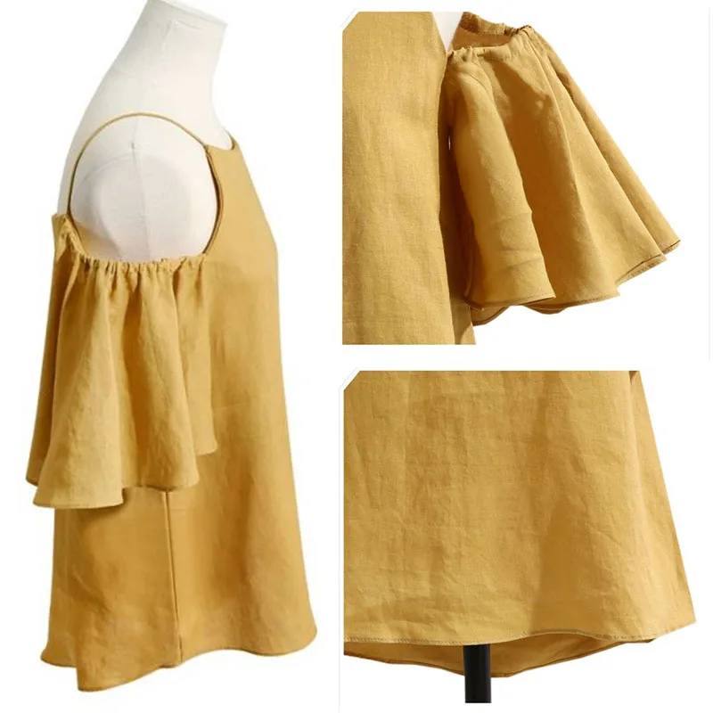 Plus Size Strap Ruffle Off The Shoulder Solid Green Sweet Blouse 4XL 5XL Korean Cold Blouses Shirts For Women | Женская одежда