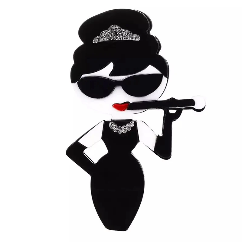 

OI New Fashion Figure Brooch Acrylic Girls Corsage for Women Girls Coat Hat Bag Hijab Pins Wedding Party Corsage Holiday Gifts