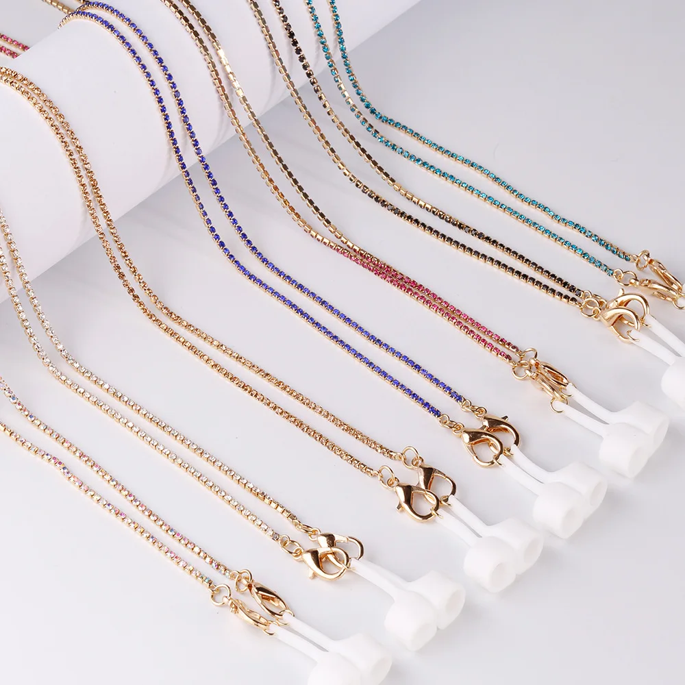 Цепочка для очков со стразами модная и простая цепочка с блестящими захвата