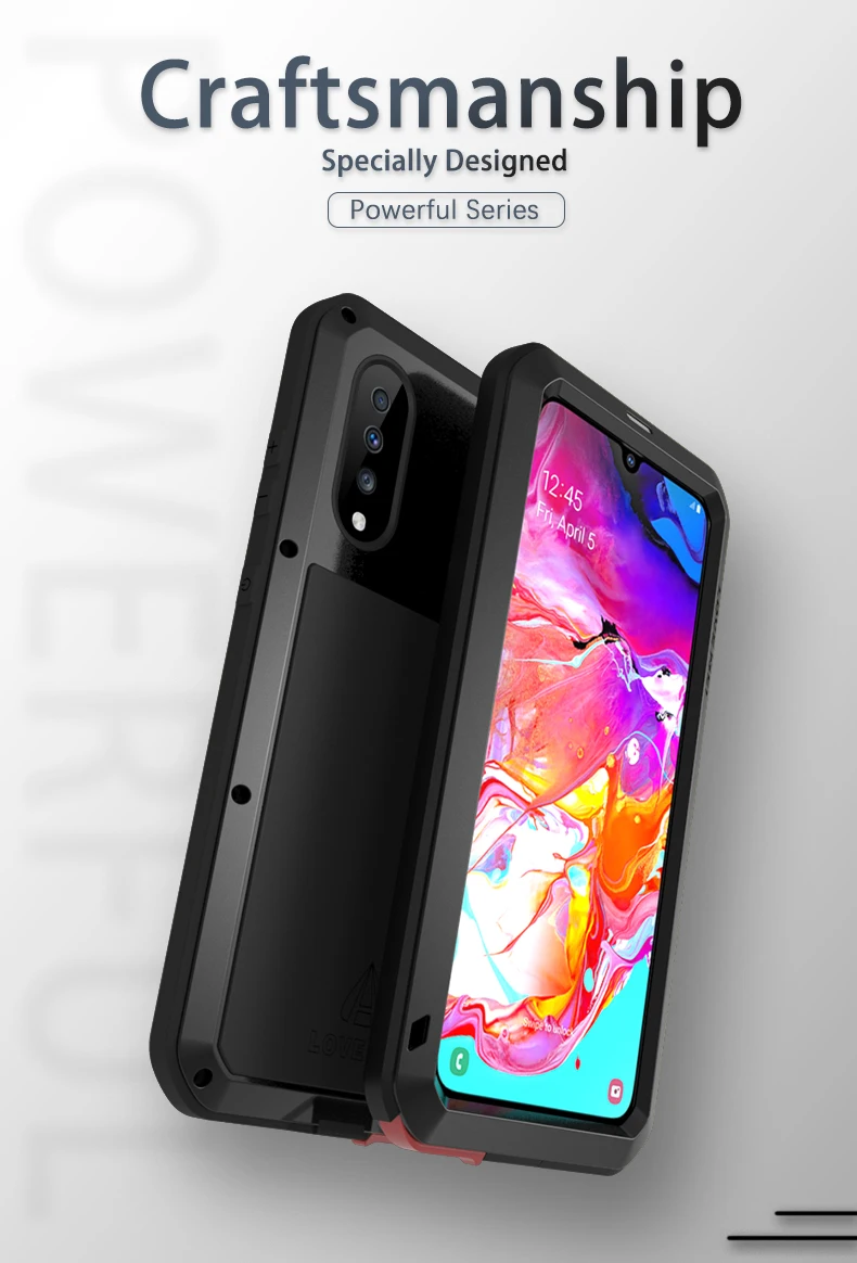 Металлический Чехол Love Mei для samsung Galaxy A70, ударопрочный чехол для телефона samsung Galaxy A70 A705, Прочный чехол с защитой от падения