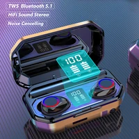 tws bluetooth earphones hifi stereo earbuds headphones wireless led display noise canceling headsets with mic for smartphones