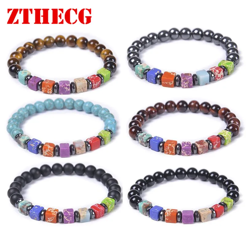 

Men's Bracelet Natural Hematite Tiger Eye Beads Classic Healing Stone Bracelets For Couple Lose Weight Jewelry Pulsera de hombre
