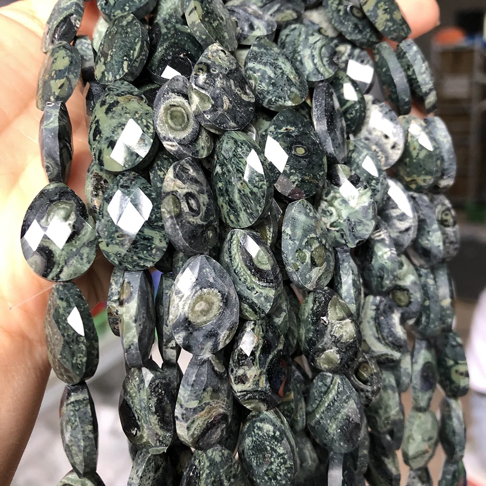 13*18mm Natural Green Malachite Kambaba Stone Faceted Water Drop Loose Spacer Beads For Jewelry Making DIY Bracelets Accessories | Украшения