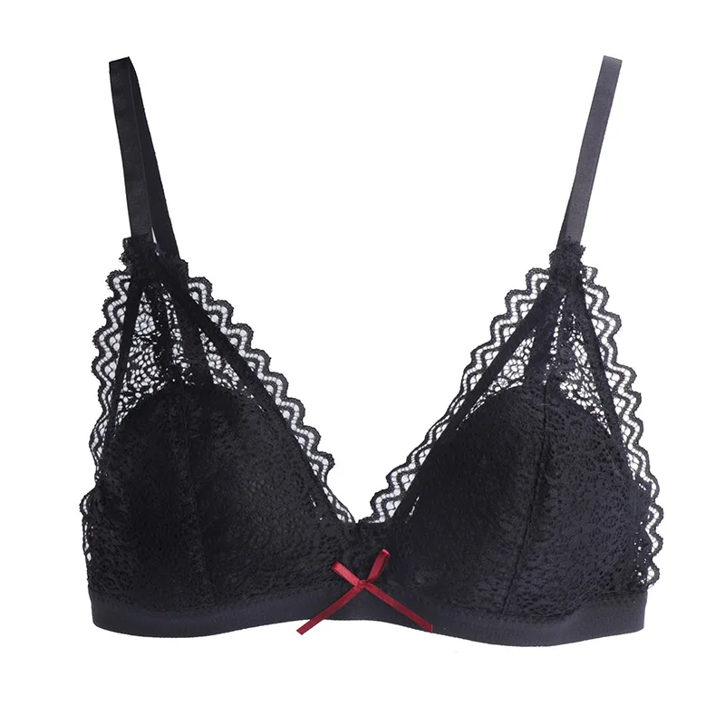 Прозрачный модный кружевной бюстгальтер пуш ап однотонный беспроводной без