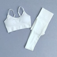 2 pieces women yoga set fitness workout suit sportswear padded sports bra high waist yoga pants gym tights seamless leggings
