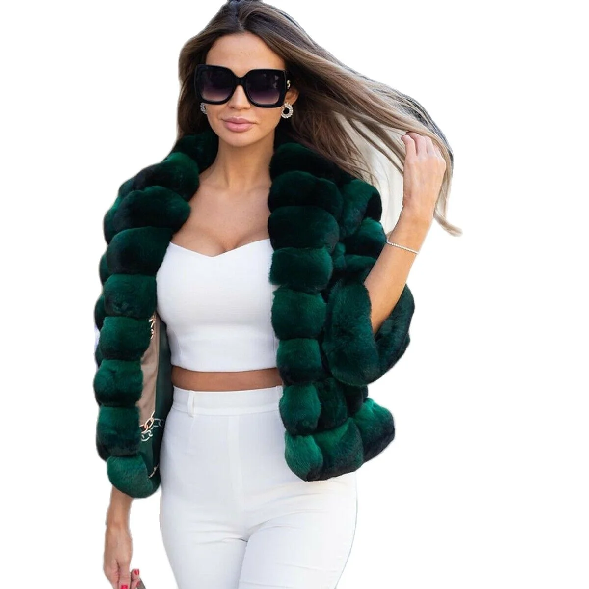 Short Rex Rabbit Fur Coat Natural Women Winter Fashion Genuine Full Pelt Rex Rabbit Fur Jacket with Lapel Collar Trendy Outwear