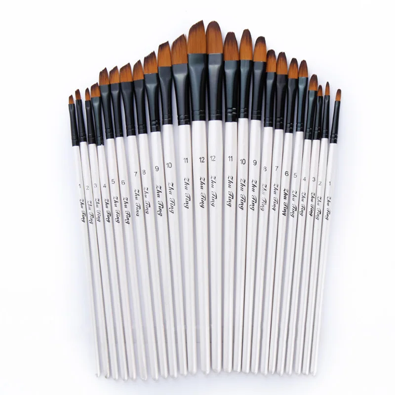 

12pcs Sets Paint Brushes Nylon Oil Brush Watercolor Brush Set Art Painting