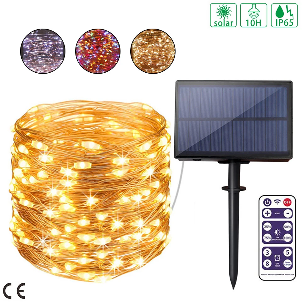 Ленточные солнечные светодиодный светильник уличный 32M/22M/12 м Солнечная гирлянда