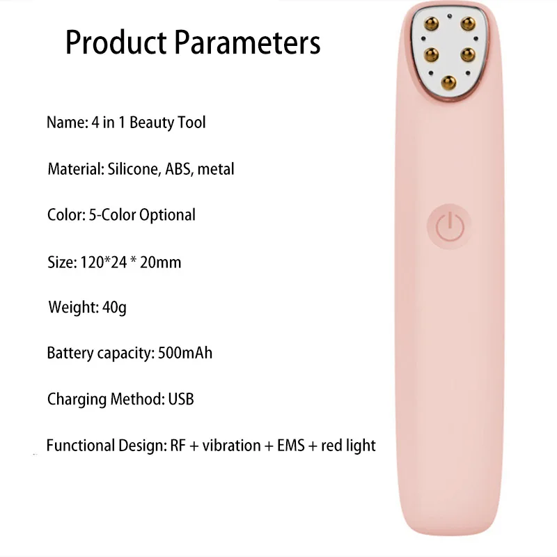 

Face Care Radio Frequency EMS Vibrating Beauty Pen Anti Wrinkle Vibration Massage RF Skin Care Tools Face Care USB Charger