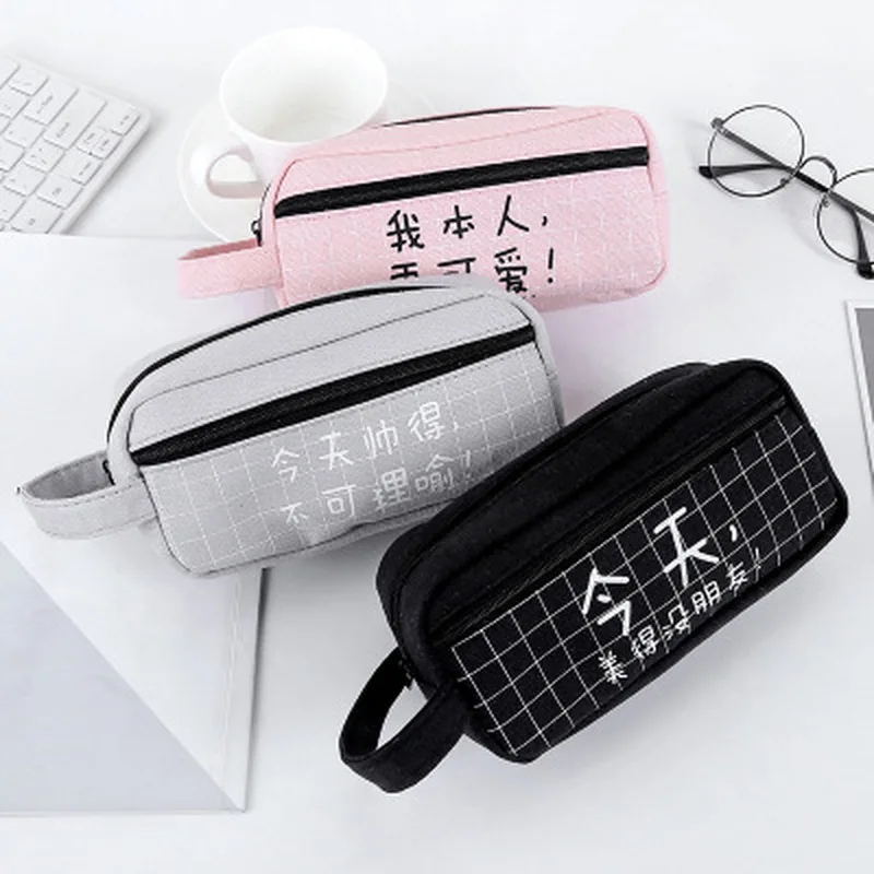 Творческий китайский иероглиф большой Ёмкость холщовый чехол для карандашей