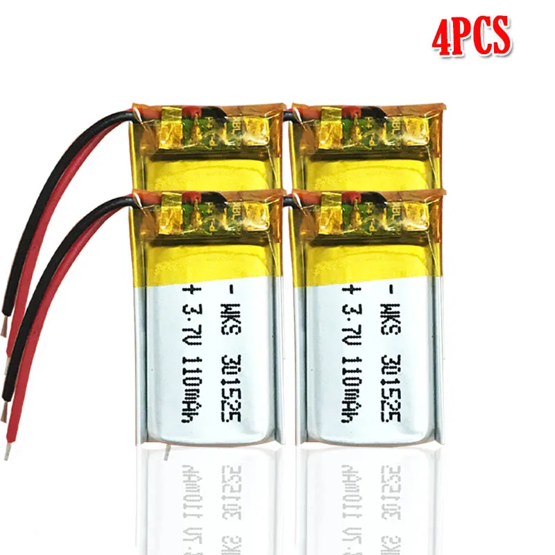 3,7 V 110mAh 301525 ithium полимерный аккумулятор для gps psp MP3 MP4 MP5 DVD маленькие игрушки батарея Bluetooth гарнитура литий-ионный аккумулятор - Цвет: 4pcs