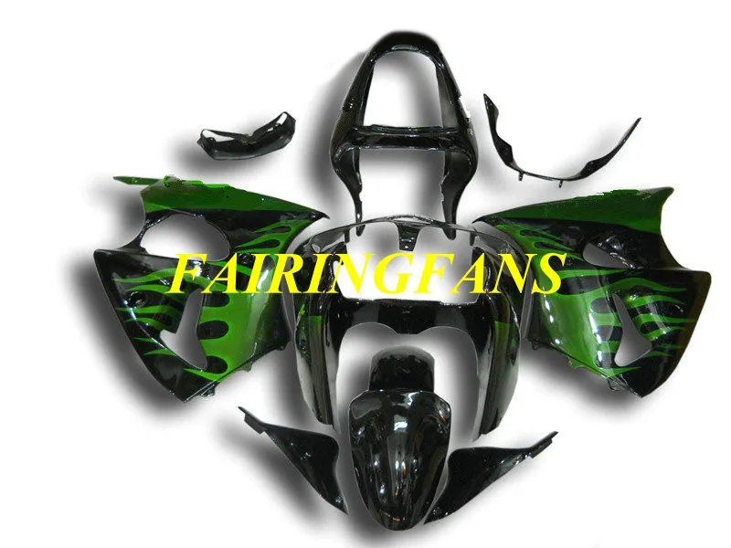 Injection mold Fairing kit for KAWASAKI Ninja ZX6R 636 00 01 02 ZX 6R 2000 2001 2002 Green flames Fairings bodywork+gifts KA14 | Автомобили