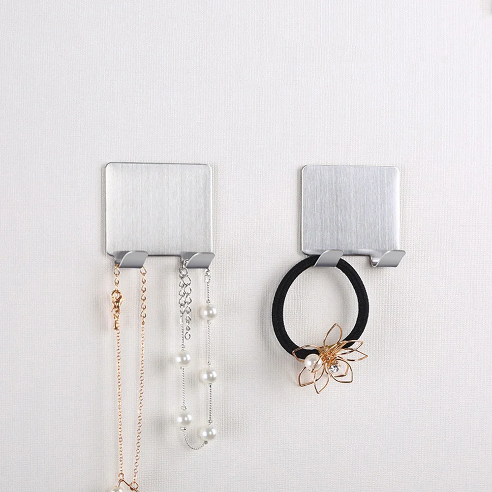 

Stainless Steel Wall Mounted Hangers Hanging Traceless Double Hook for Kitchen Bathroom Room