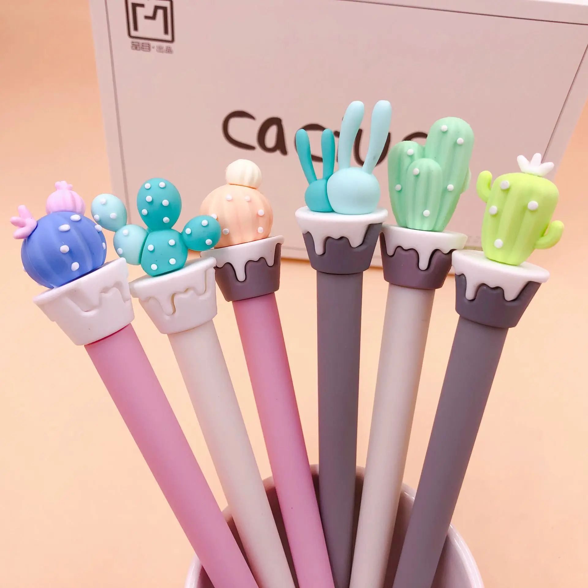 

Stationery Cute Kawaii Cactus School Office Supply Creative Sweet Pretty Lovely Funny Silicone Platter Gel Pen Wholesale