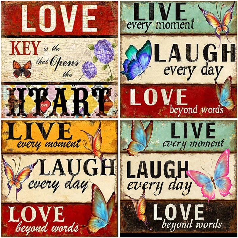 

5D Diamond Painting Live Laugh Love Full Round/Square Drill Painting with Diamonds Embroidery Sets Mosaic Home Decorations Gift