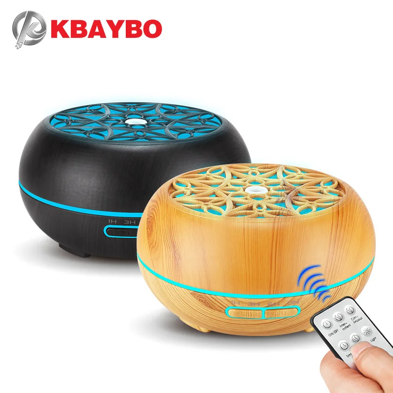 

KBAYBO 300ml wood grain air humidifier with remote control purifier household night light aromatherapy essential oil diffuser
