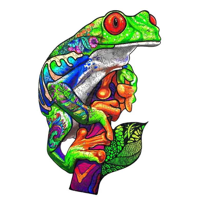 

3D Tree Frog Wooden Puzzle Family Puzzle Games Wooden Jigsaw Puzzle For Adults Children Educational Toys Gifts DIY Wood Crafts
