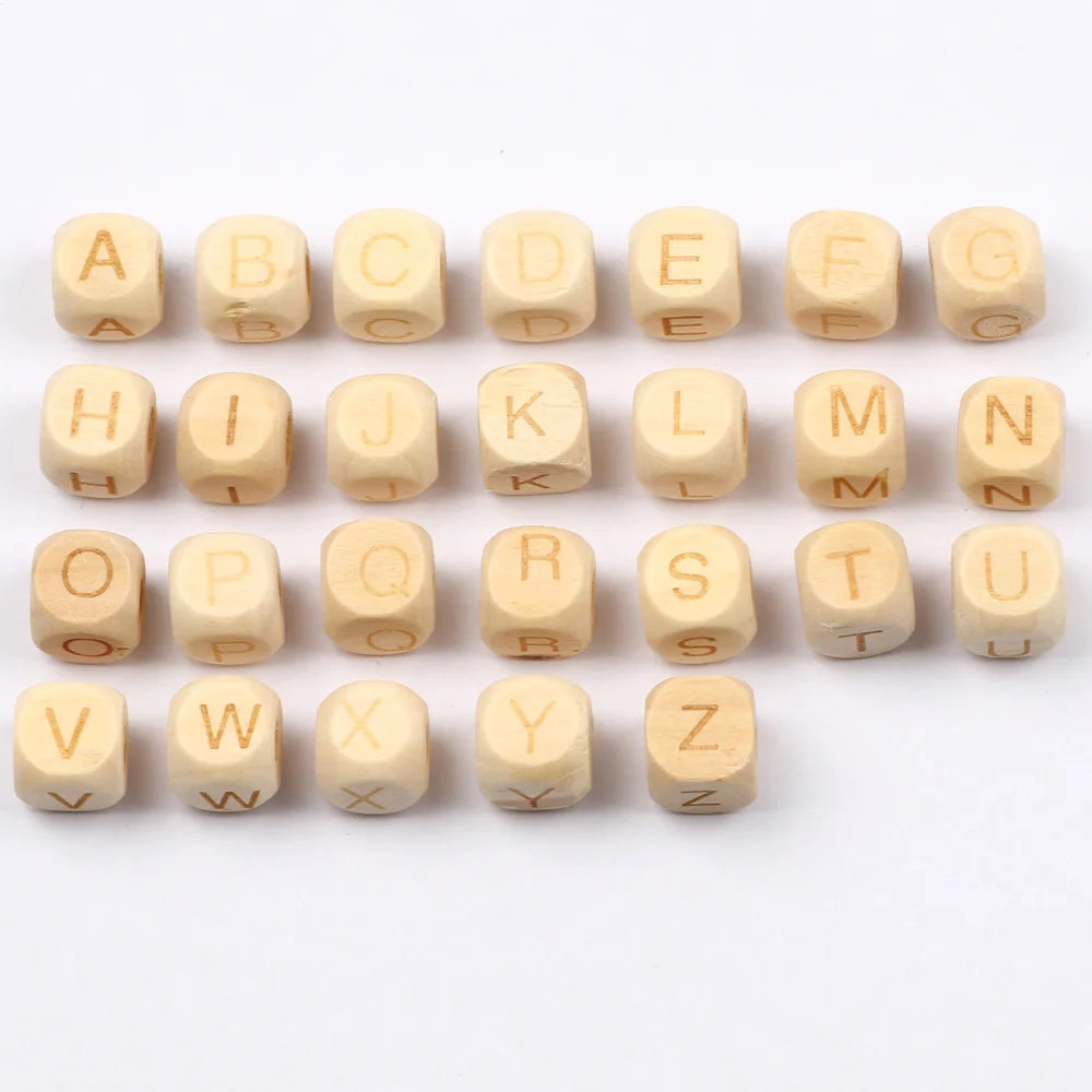 20 шт. натуральный квадратный деревянный браслет с A-Z буквами и бусинами ожерелье