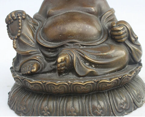 Китайское народное бронзовое сиденье счастливый смех Майтрейя богатство Будды 6