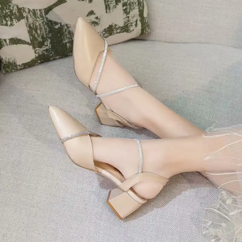 

Comfort Shoes for Women Closed Toe Sandals 2021 Summer Med Block Heels All-Match Espadrilles Platform Suit Female Beige Medium C