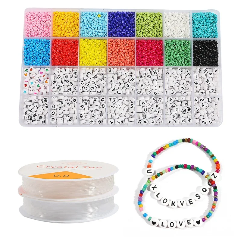 

3mm Glass Seed Beads 26 Letter Rainbow Jewlery Making Supplies Kit Diy Bracelet Making Kit Wholesale Bulk