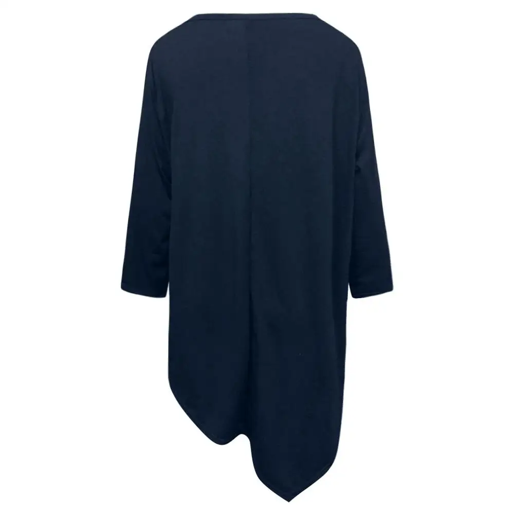

womens tops and blouses Plus Size Loose European And American Printed Round Neck Irregular Long-Sleeved Casual Top Female Tunic
