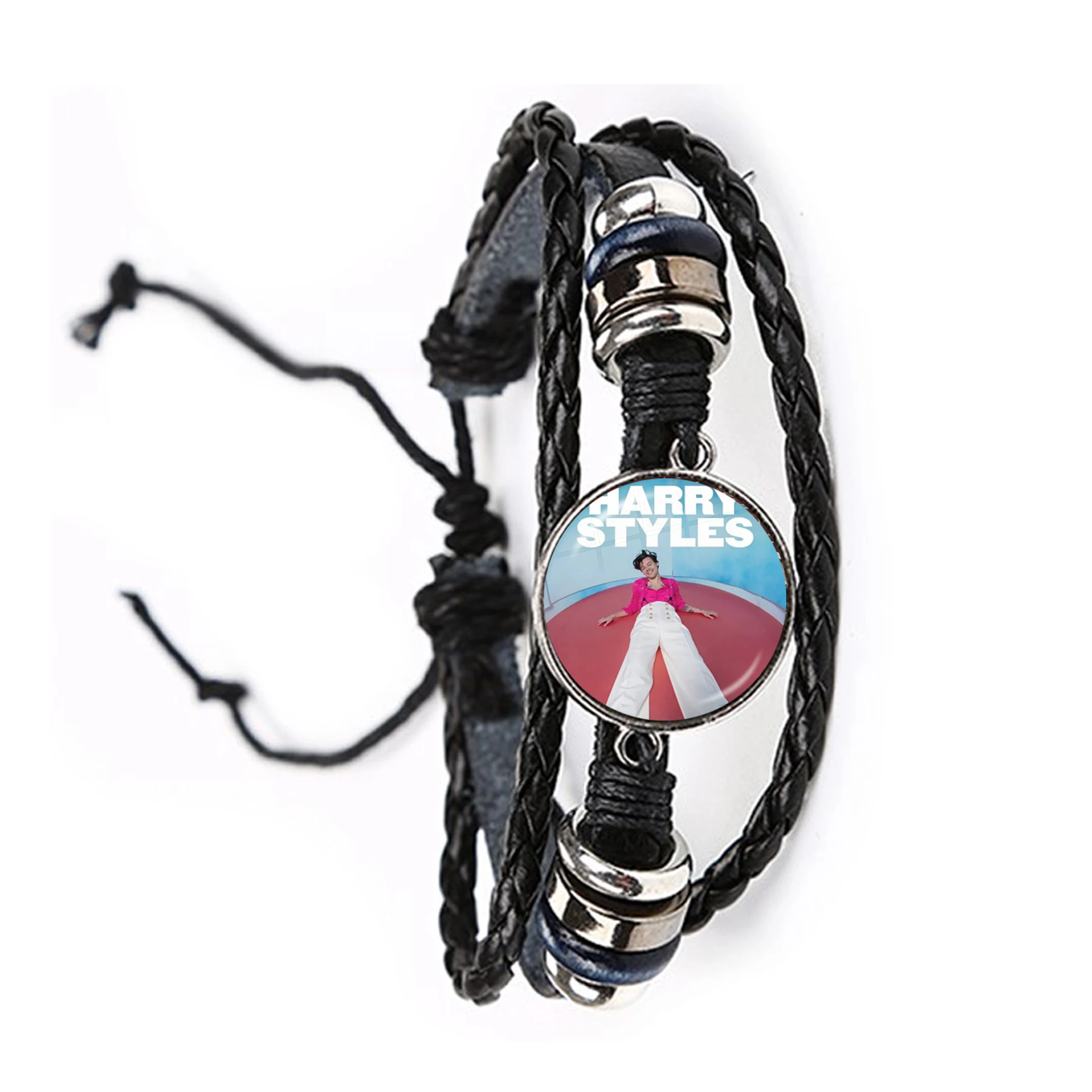 

Harry Styles Love On Tour 2020 Fine Line Black/Brown Leather Bracelet 20mm Glass Cabochon Bangle Jewelry For Fans Gift