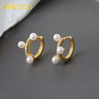 qmcoco 2021 new style silver color fashion vintage pearl earrings for women simple elegance birthday jewelry party gifts