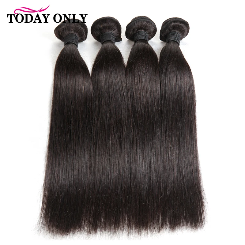 Сегодня только 4 пучка бразильских прямых волос пучки локонов переплетения Remy