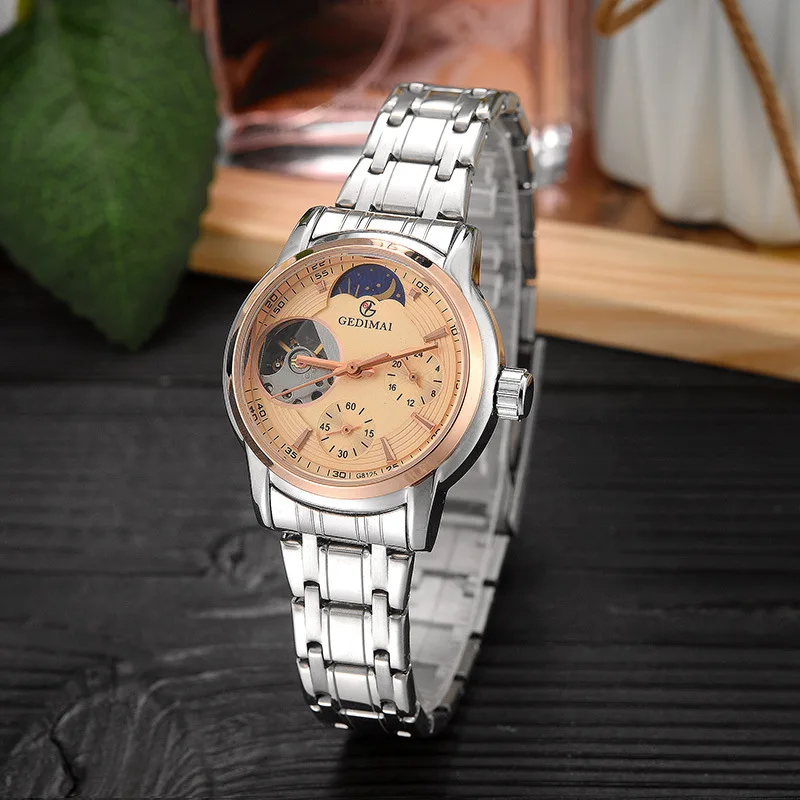 

GEDIMAI LUXURY FASHION WOMEN WATCHES LADY WATCH LEATHER DRESS WOMEN WATCH AUTOMATIC MECHANICAL HOLLOWING WRIST WATCHES GIFT