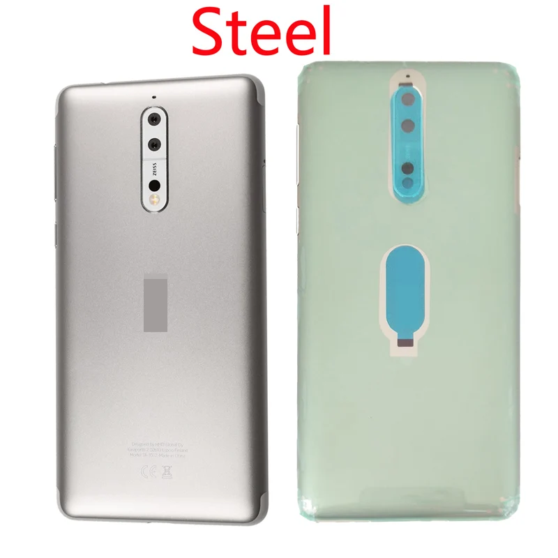 Shyueda+ объектив 5," для Nokia 8 TA-1004 TA-1012 TA-1052 задняя дверь корпус батарейный отсек - Цвет: Steel