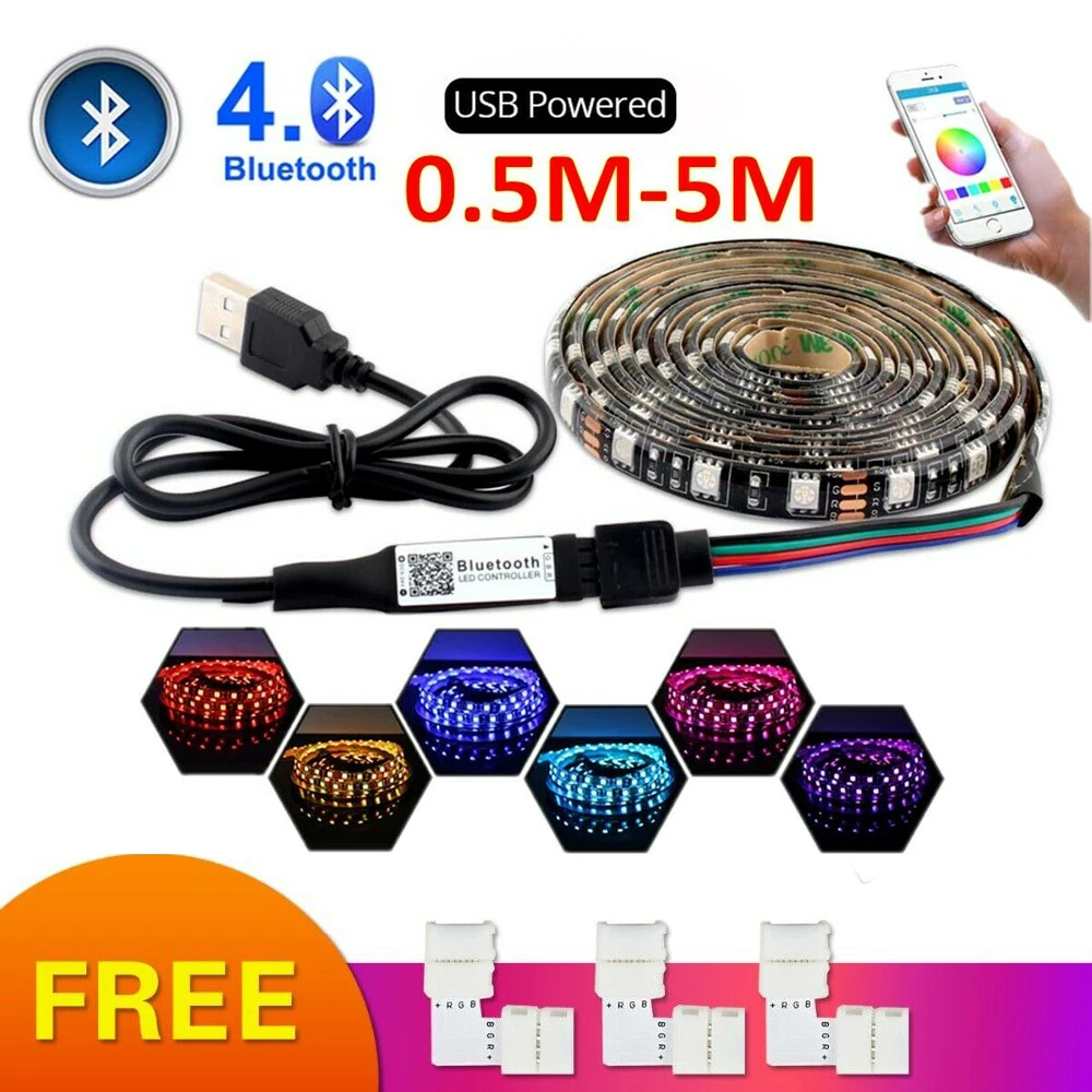 USB СВЕТОДИОДНЫЙ светильник 5050 RGB 50 см 1 м 2 Bluetooth wifi управление приложением/3Key