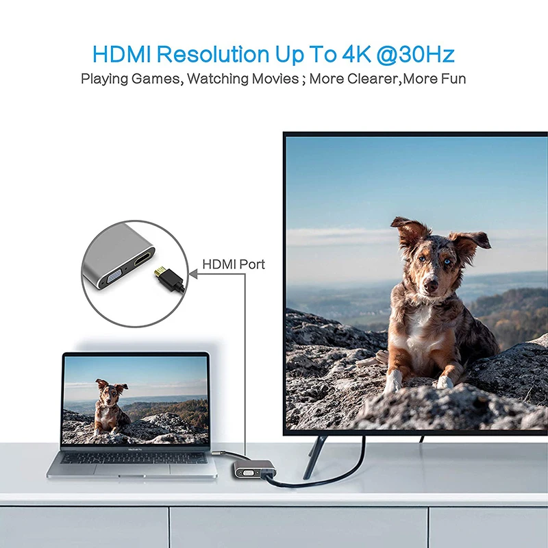 Baolyda USBC концентратор 4в1 USB C к HDMI 4K VGA 3 0 PD зарядка Thunderbolt адаптер для Mac/nintendo