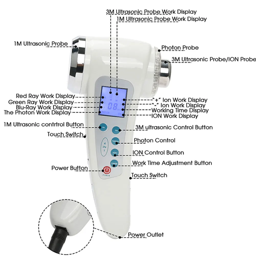 

2in1 Face Massager LED Display Skin Lifting Anti-Wrinkle Machine Sonic Face Cleaner Skin Care Tools Lose Weight Fitness Machine