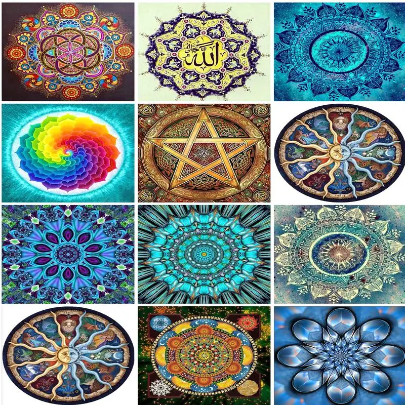 

RUOPOTY Full Drill Flower Mosaic Round Diamond Painting Scenery Diamond Embroidery Cross Stitch Kit Diamond Art Rhinestones