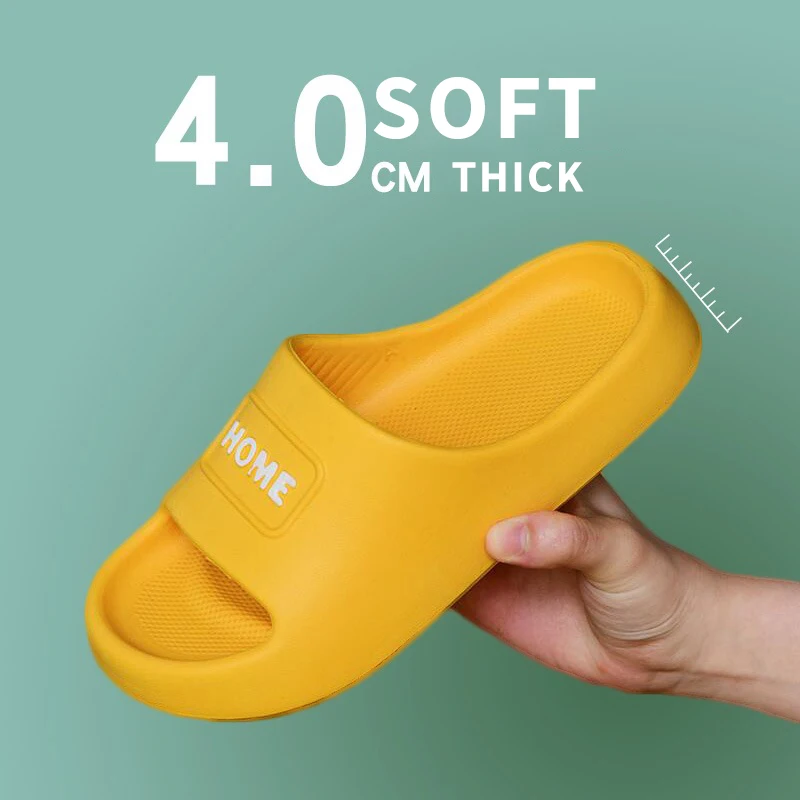 

Домашние шлепанцы для мужчин и женщин, Эва, мягкие тапочки на толстой подошве 4 см, нескользящая обувь для ванной, летние сандалии, шлепанцы д...