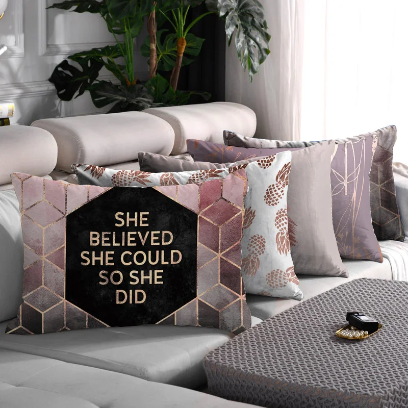 Fuwatacchi розовый прямоугольник/чехол для подушки из полиэстера Геометрическая