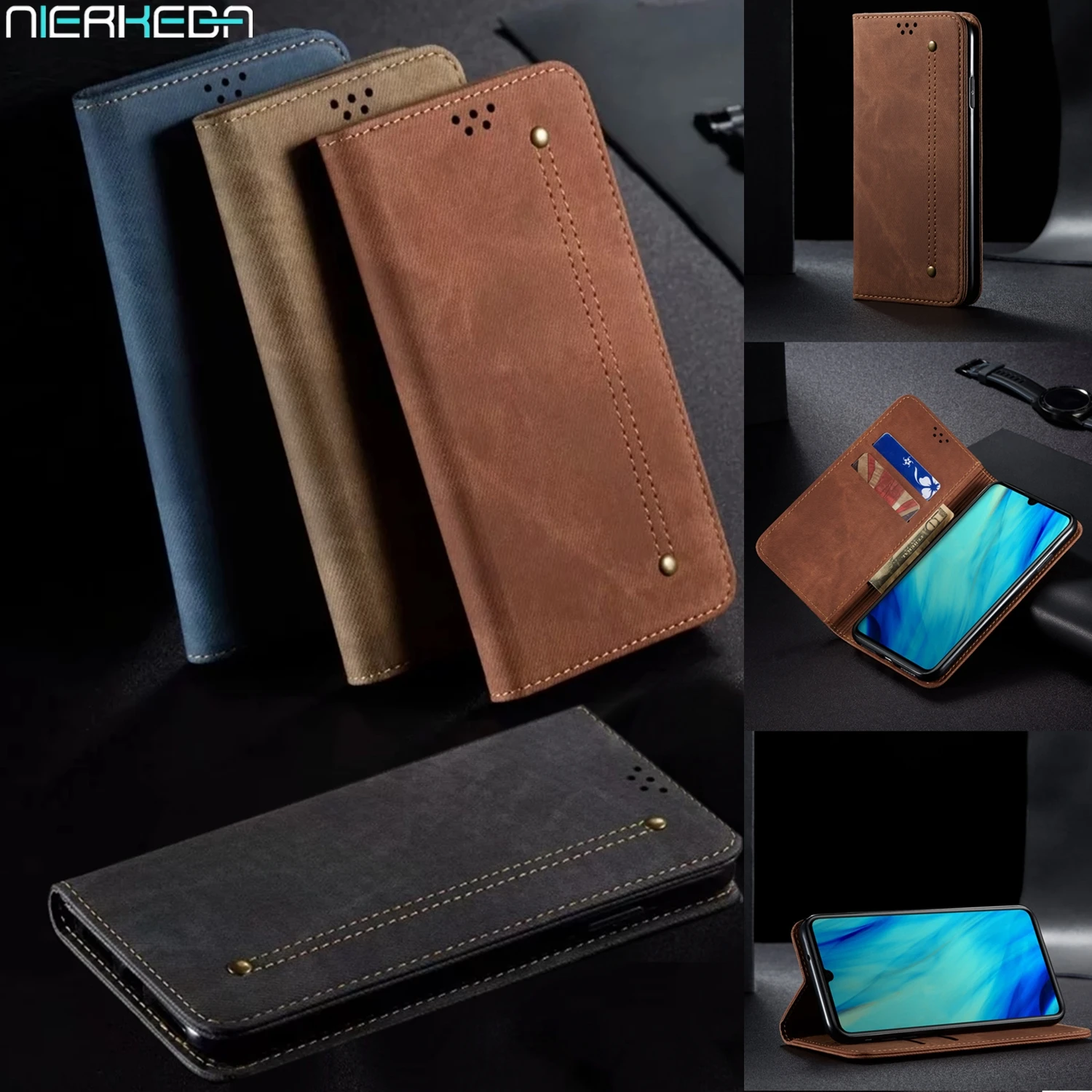 Чехол книжка из джинсовой кожи для Huawei P30 Mate 30 Pro Lite P Smart Z Y9 Prime 2019 Hono 10i 20 8x Магнитный