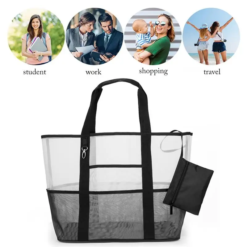 Large Capacity PVC Beach Shoulder Bag with Mini Transparent Women Female Tote Handbag Wash Coin Purse |