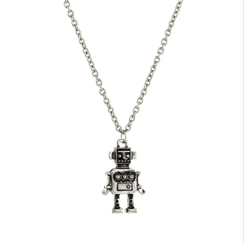 

Korean Version of Retro Cute Cartoon Robot Necklace Trendy Hip Hop Street Pendant Men and Women Holiday Gifts Party Jewelry Whol