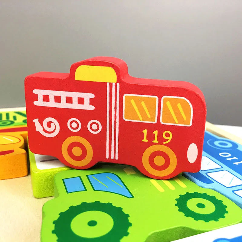 

Wooden Montessori 3D Puzzles Tetris Animal Traffic Creative Puzzle Board Kids Geometric Shapes Cognition Early Educational Toys