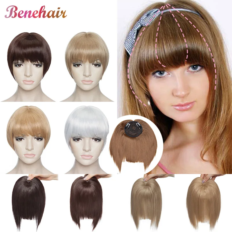 BENEHAIR имитация челок челка для волос клипса тупая синтетические волосы