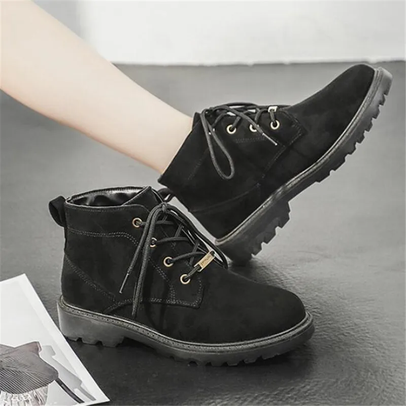

New autumn winter retro women riding boots fashion casual lace anti-skid motorcycle shoes women's boots tenis masculino adulto