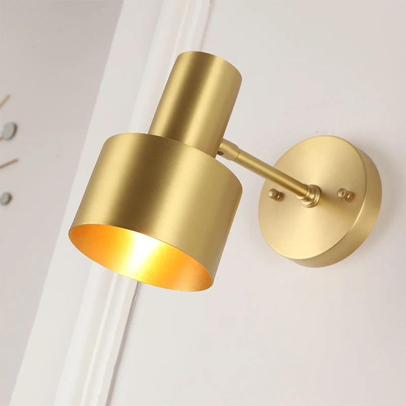 Настенная Светодиодная лампа IWHD в скандинавском стиле латунный винтажный медный